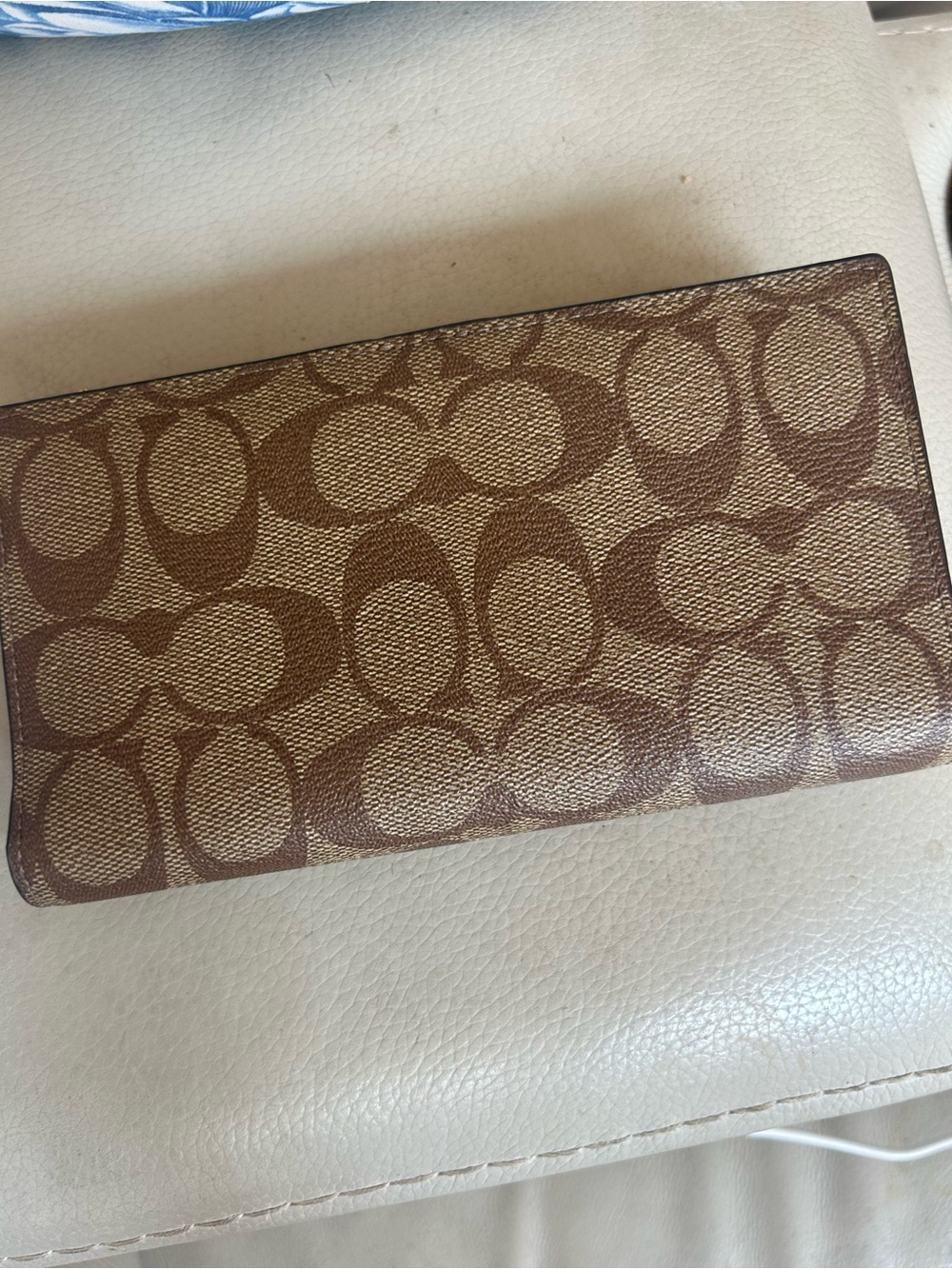 Coach Brown Signature Canvas Continental Wallet with Gold Logo - Picture 2 of 4